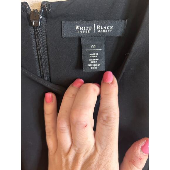 White House Black Market Black Scallop Tiered Mini A line Dress Size 00 - Picture 5 of 9